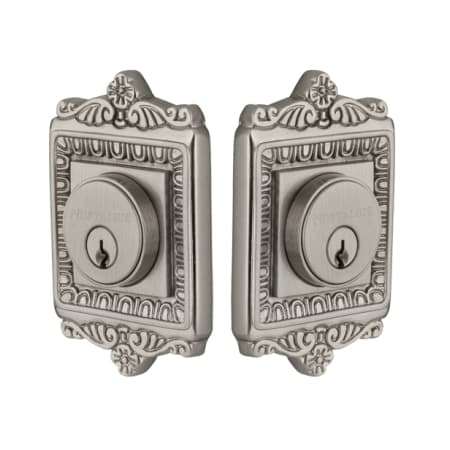 Nostalgic Warehouse Egg and Dart Solid Brass Double Cylinder Deadbolt with 2-3/4" Backset Satin Nickel