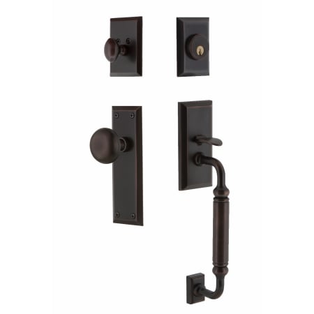 Nostalgic Warehouse New York Solid Brass Sectional Single Cylinder Keyed Entry Handle Set with C Handle and 2-3/8" Backset Timeless Bronze