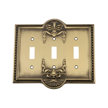 Nostalgic Warehouse Meadows Victorian Vintage 3 Gang Triple Toggle Light Switch Wall Cover Plate Antique Brass