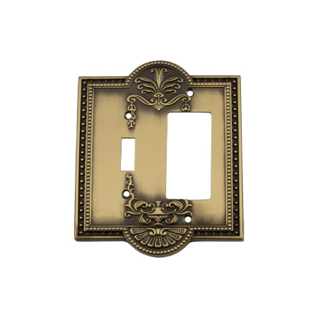 Nostalgic Warehouse Meadows Vintage 2 Gang Single Toggle and Single Rocker Light Switch Wall Cover Plate Antique Brass