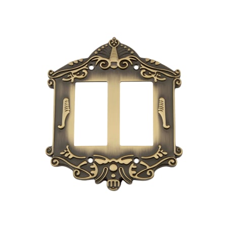 Nostalgic Warehouse Victorian Double Rocker / GFI Wall Plate Antique Brass