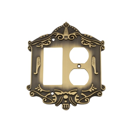 Nostalgic Warehouse Victorian Single Rocker / GFI and Single Duplex Wall Plate Antique Brass