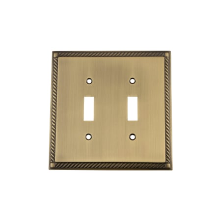 Nostalgic Warehouse Rope Antique 2 Gang Double Toggle Light Switch Wall Plate Cover Antique Brass