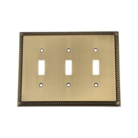 Nostalgic Warehouse Rope Antique Vintage 3 Gang Triple Toggle Light Switch Wall Cover Plate Antique Brass