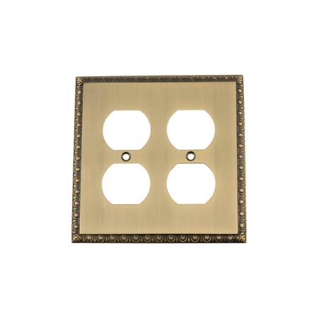 Nostalgic Warehouse Egg & Dart 2 Gang Victorian Vintage Restoration Duplex Wall Outlet Cover Antique Brass