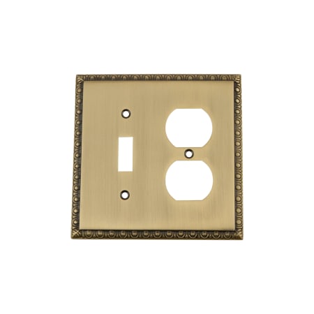Nostalgic Warehouse Egg & Dart Single Victorian Vintage 2 Gang Single Toggle and Duplex Outlet Wall Plate Cover Antique Brass