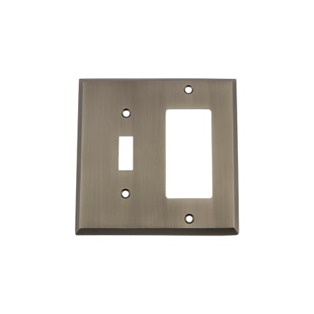Nostalgic Warehouse New York Vintage 2 Gang Single Toggle and Single Rocker Light Switch Wall Cover Plate - GFI Antique Pewter