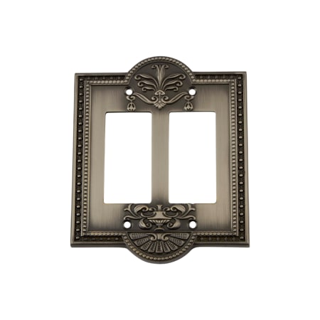Nostalgic Warehouse Meadows Vintage Victorian 2 Gang Double Rocker Light Switch Plate Cover - GFI Antique Pewter