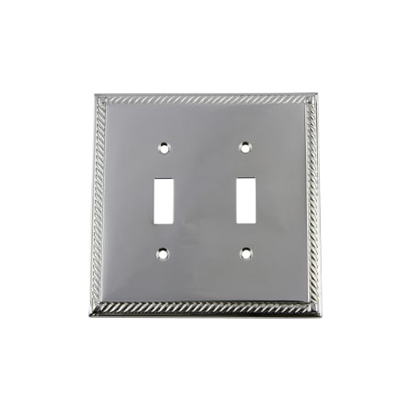 Nostalgic Warehouse Rope Antique 2 Gang Double Toggle Light Switch Wall Plate Cover Bright Chrome