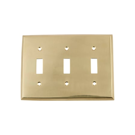 Nostalgic Warehouse New York Antique Vintage 3 Gang Triple Toggle Light Switch Wall Cover Plate Polished Brass