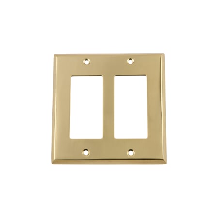 Nostalgic Warehouse New York Vintage 2 Gang Double Rocker Light Switch Plate Cover - GFI Polished Brass
