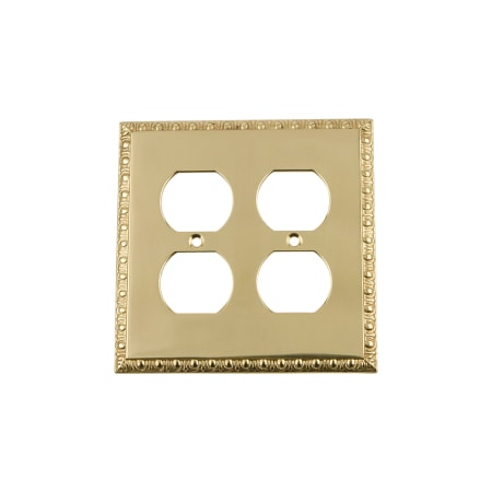 Nostalgic Warehouse Egg & Dart 2 Gang Victorian Vintage Restoration Duplex Wall Outlet Cover Polished Brass