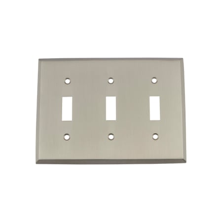 Nostalgic Warehouse New York Antique Vintage 3 Gang Triple Toggle Light Switch Wall Cover Plate Satin Nickel