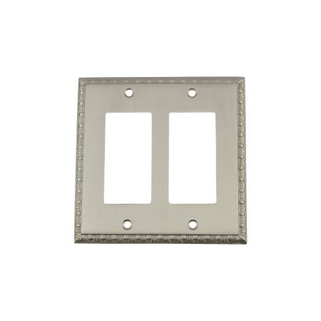 Nostalgic Warehouse Egg & Dart Vintage Victorian 2 Gang Double Rocker Light Switch Plate Cover - GFI Satin Nickel
