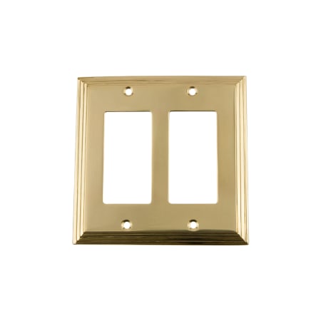 Nostalgic Warehouse Deco Vintage 2 Gang Double Rocker Light Switch Plate Cover - GFI Unlacquered Brass