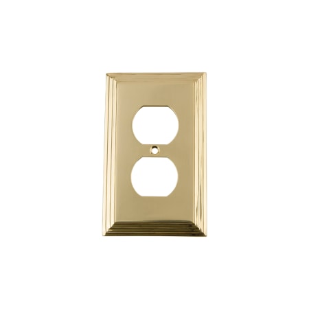 Nostalgic Warehouse Deco Mid Century Modern Luxury Solid Brass 1 Gang Single Duplex Wall Power Outlet Cover Unlacquered Brass