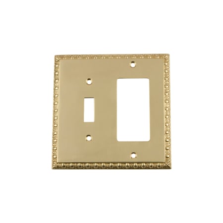 Nostalgic Warehouse Egg & Dart Vintage 2 Gang Single Toggle and Single Rocker Light Switch Wall Cover Plate - GFI Unlacquered Brass