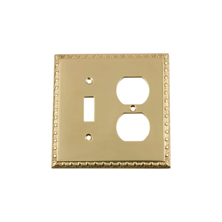 Nostalgic Warehouse Egg & Dart Single Victorian Vintage 2 Gang Single Toggle and Duplex Outlet Wall Plate Cover Unlacquered Brass