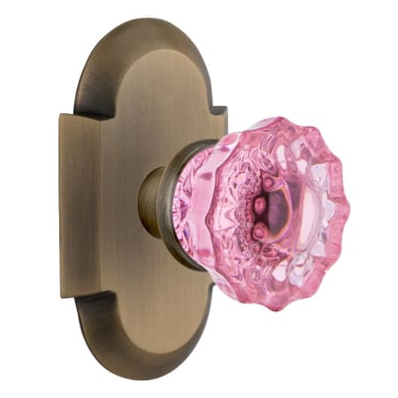 Nostalgic Warehouse Cottage Solid Brass Rose Single Dummy Door Knob with Pink Crystal Knob Antique Brass