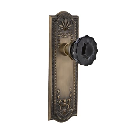 Nostalgic Warehouse Meadows Solid Brass Rose Dummy Door Knob Set with Black Crystal Door Knob Antique Brass