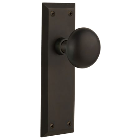 Nostalgic Warehouse New York Solid Brass Passage Door Knob Set with 2-3/8" Backset Oil-Rubbed Bronze