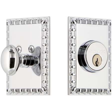 Nostalgic Warehouse Solid Brass Neoclassical Solid Brass Single Cylinder Keyed Entry Deadbolt with 2-3/4" Backset Bright Chrome