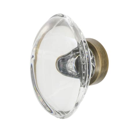 Nostalgic Warehouse Oval Clear Crystal 1-1/8 Inch Mushroom Cabinet Knob Antique Brass