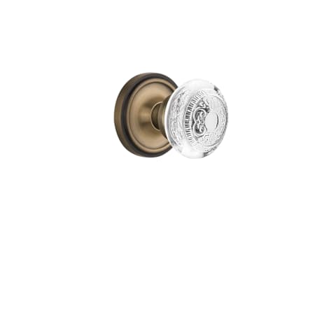 Nostalgic Warehouse Vintage Crystal Egg and Dart Passage Door Knob Set with Classic Rose and 2-3/4" Backset Antique Brass