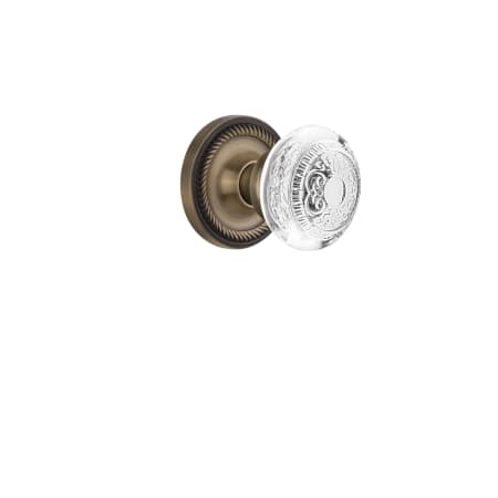 Nostalgic Warehouse Vintage Crystal Egg and Dart Single Dummy Door Knob with Rope Rose Antique Brass