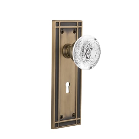 Nostalgic Warehouse Vintage Crystal Egg and Dart Single Dummy Door Knob with Mission Rose and Decorative Keyhole Antique Brass