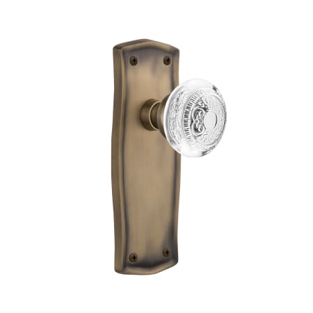 Nostalgic Warehouse Vintage Crystal Egg and Dart Dummy Door Knob Set with Prairie Rose Antique Brass