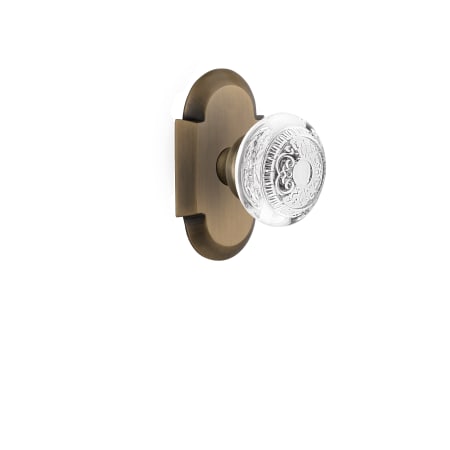 Nostalgic Warehouse Vintage Crystal Egg and Dart Privacy Door Knob Set with Cottage Rose and 2-3/4" Backset Antique Brass