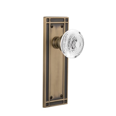Nostalgic Warehouse Vintage Crystal Egg and Dart Privacy Door Knob Set with Mission Rose and 2-3/8" Backset Antique Brass