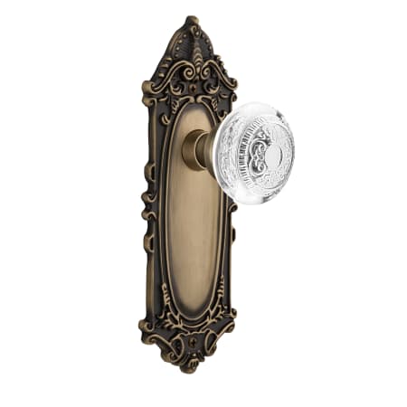 Nostalgic Warehouse Vintage Crystal Egg and Dart Privacy Door Knob Set with Victorian Rose and 2-3/4" Backset Antique Brass