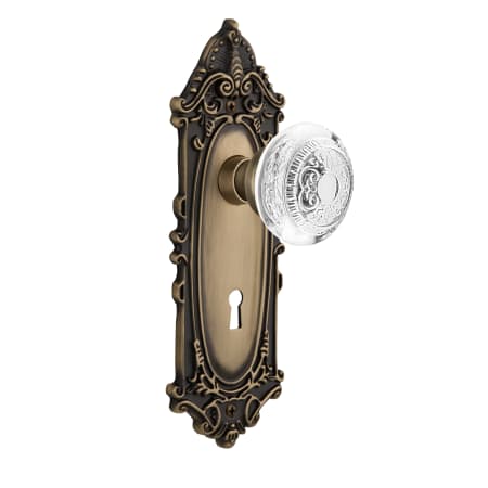 Nostalgic Warehouse Vintage Crystal Egg and Dart Vintage Skeleton Key Retrofit Door Knob Set with Victorian Rose Antique Brass