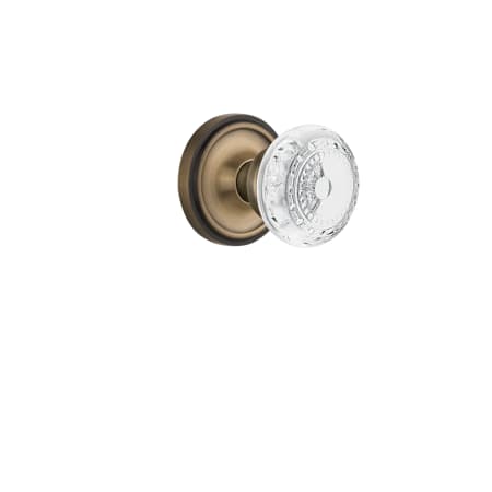Nostalgic Warehouse Vintage Crystal Meadows Privacy Door Knob Set with Classic Rose and 2-3/4" Backset Antique Brass