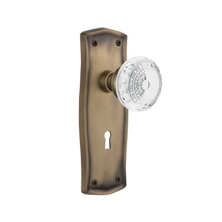Nostalgic Warehouse Vintage Crystal Meadows Vintage Skeleton Key Retrofit Door Knob Set with Prairie Rose Antique Brass