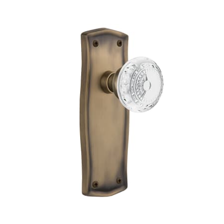 Nostalgic Warehouse Vintage Crystal Meadows Privacy Door Knob Set with Prairie Rose and 2-3/8" Backset Antique Brass