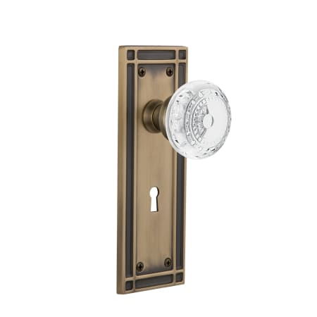 Nostalgic Warehouse Vintage Crystal Meadows Single Dummy Door Knob with Mission Rose and Decorative Keyhole Antique Brass