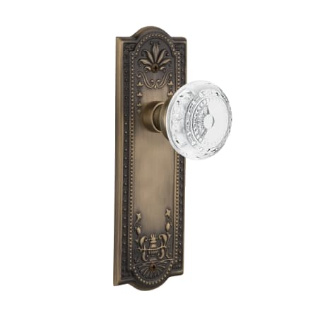 Nostalgic Warehouse Vintage Crystal Meadows Dummy Door Knob Set with Meadows Rose Antique Brass