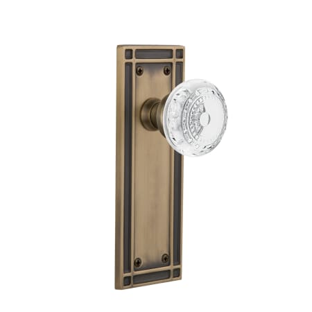 Nostalgic Warehouse Vintage Crystal Meadows Privacy Door Knob Set with Mission Rose and 2-3/8" Backset Antique Brass