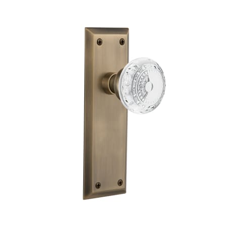 Nostalgic Warehouse Vintage Crystal Meadows Privacy Door Knob Set with New York Rose and 2-3/8" Backset Antique Brass