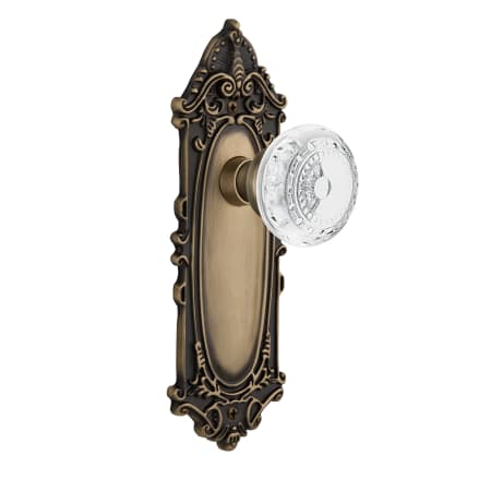 Nostalgic Warehouse Vintage Crystal Meadows Passage Door Knob Set with Victorian Rose and 2-3/8" Backset Antique Brass