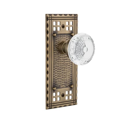 Nostalgic Warehouse Vintage Crystal Meadows Privacy Door Knob Set with Craftsman Rose and 2-3/8" Backset Antique Brass