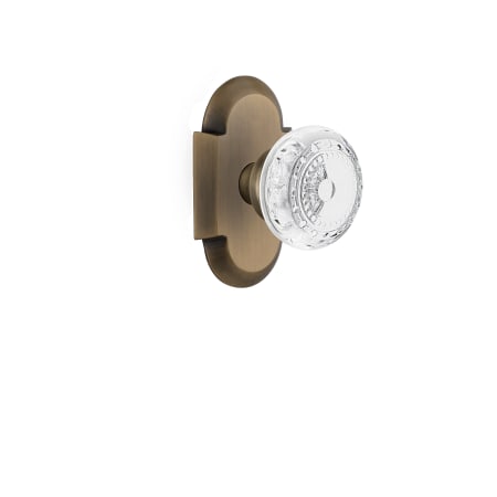 Nostalgic Warehouse Vintage Crystal Meadows Privacy Door Knob Set with Cottage Rose and 2-3/4" Backset Antique Brass