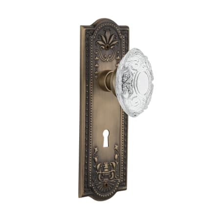 Nostalgic Warehouse Vintage Crystal Victorian Vintage Skeleton Key Retrofit Door Knob Set with Meadows Rose Antique Brass