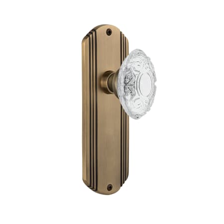 Nostalgic Warehouse Vintage Crystal Victorian Passage Door Knob Set with Deco Rose and 2-3/4" Backset Antique Brass