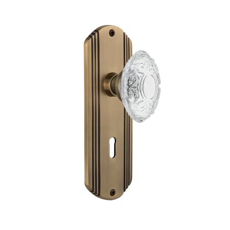 Nostalgic Warehouse Vintage Crystal Victorian Privacy Door Knob Set with Deco Rose, 2-3/4" Backset and Decorative Keyhole Antique Brass