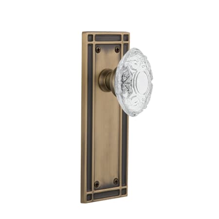 Nostalgic Warehouse Vintage Crystal Victorian Privacy Door Knob Set with Mission Rose and 2-3/8" Backset Antique Brass