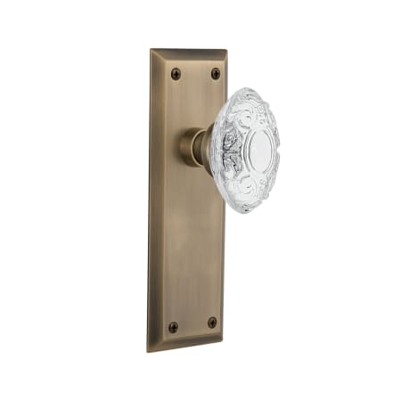Nostalgic Warehouse Vintage Crystal Victorian Privacy Door Knob Set with New York Rose and 2-3/8" Backset Antique Brass